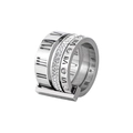 Silver triple layer ring with Roman numerals and shimmering zircon stones - US 8 / Silver Style (XYR0040-2)