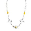 Creative pearl and titanium steel necklace featuring sun flower smile face and cloud pendants - Smiley Cloud Lightning Pearl Splicing Style (XYN0060)