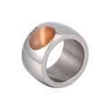 Minimalistische zilveren stalen ring met brede band en amberkleurige kattenoogsteen - US 5 / Zilveren Ring - Bruine Kattenoogsteen (XYR0039-2)