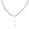 Collana punk in acciaio inossidabile con doppie catene asimmetriche e ciondolo a stella - Collana con Ciondolo a Stella a Quattro Punte Asimmetrica (XYN0080)