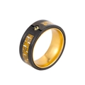 Bague en titane pour homme avec finition brossée noire, intérieur doré et incrustation - Noir Or (XYR0050-5)