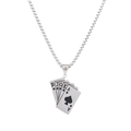 Punk style royal flush poker pendant necklace in silver stainless steel for men and women - Spade Royal Flush Poker Style (XYN0068)