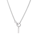 Unisex zilveren titanium stalen ketting met in elkaar grijpende ringen en zirkoon hanger - Geometrische Dubbele Ring Hanger (XYN0069)