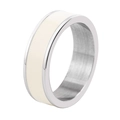 Bague vintage en acier inoxydable avec émail blanc crème pour un style minimaliste mixte - US 6 / Blanc