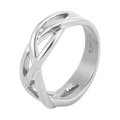 Bague tressée minimaliste en acier inoxydable argenté au design géométrique torsadé - US 5 / Acier