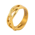 Bague minimaliste en acier titane plaqué or avec un design géométrique croisé torsadé - US 5 / Or