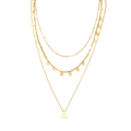 Collana a tre strati in acciaio al titanio dorato con paillettes e pendente a triangolo - Stile a 3 Strati con Nappine Geometriche (XYN0131)