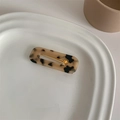 French vintage tortoiseshell acetate hair clip with hollow rectangular design and gold metal - Light Leopard Square