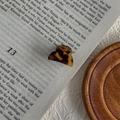 Gros plan sur une mini pince à cheveux en écaille sur une page de livre ancien - Écaille de Tortue Foncée