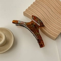 Detail of tortoise shell acetate hair claw clip featuring handmade to France engraving - Blue Brown-Acetate