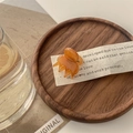 Mini amber orange acetate hair claw clip with handmade engraving for women - Orange