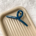 Pince à cheveux minimaliste bleu foncé en résine brillante avec ressort métallique - Bleu Paon Brillant