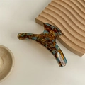 French style tortoise shell hair claw in blue and brown acetate with gold lettering - Blue Brown-PVC