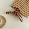 French style acetate claw clip with retro marble pattern and La France branding - Green Brown-PVC