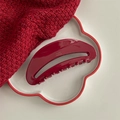 Dettaglio della pinza per capelli in acetato rosso con scritta France Handmade dorata - Semi-Circle Claw