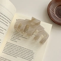 Detailansicht der großen Haarspange mit Marmormuster aus Acetat auf einem Deko-Buch - Elfenbein