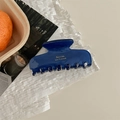 Gros plan sur la pince à cheveux en acétate bleu foncé avec lettrage doré style français - Bleu