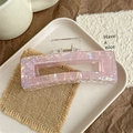Detail of extra large pink pearlescent acetate hair claw clip with hollow rectangular design - Colorful Purple - 12.5cm