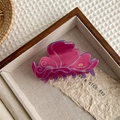 Detailed close-up of a purple resin butterfly hair claw clip with golden YD Handmade logo - Rose Red