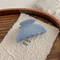 Detalle de la pinza para el cabello de acetato azul empolvado con texto Barrette La France - Azul