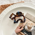 Detailed view of tortoise shell acetate hair claw clip with blue and brown patterns - Lake Blue Coffee