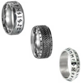 Nordic Viking Rune rings set in vintage silver titanium steel for men with Celtic knots - US 7 / Silver