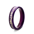 Anello in acciaio inox viola drago e fenice con motivo a rilievo dorato e finitura a specchio - US 6 / Fenice Viola Donna