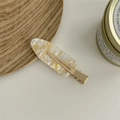 Elegante fermaglio per capelli in marmo bianco con scaglie d'oro e base in metallo dorato - Giallo-Bianco Sfumato