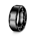 Anello da uomo in acciaio al titanio nero lucido con superficie geometrica e finitura a specchio - US 6 / Nero