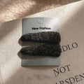Pair of dark green plush teardrop hair clips on a display card with a soft textured backdrop - Navy Blue