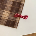 Sweet vintage red polka dot bow hair clip for Christmas styled on classic checkered fabric - Bowknot Style