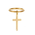Bague multicouche dorée avec pendentif croix, finitions mate et polie pour un style chic - Mat avec Croix
