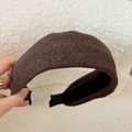 Close-up of coffee brown velvet headband with wide sponge design and non-slip lining - Coffee Wide Brim