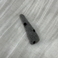 Detailed view of handmade grey felt hair clip featuring three minimalist black polka dots - Grey Slim Triangle
