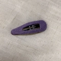 Detailed view of purple herringbone fabric texture on a vintage teardrop BB hair clip - Solid Purple Hollow Teardrop