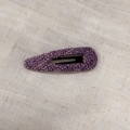 Detail of purple tweed fabric BB hair clip with vintage V-shaped woven texture - Plaid Purple Hollow Teardrop