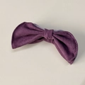 Detailed close-up of dark purple twill fabric bow hair clip with fine stitching details - Purple Bow Fabric Hair Clip