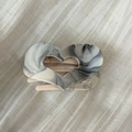 Detailed macro view of heart-shaped hair claw clip with grey marble acetate finish - Creamy White Heart Style (Style C)