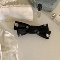 Elegante fermaglio per capelli in raso nero con cristalli scintillanti per uno stile chic - Nero (Fermaglio con Fiocco Nero)