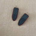 Detail of blue denim hair clips with red polka dots and metal grip on beige fabric - Seamless Clip (Single)