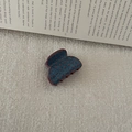 Detail of butterfly hair claw clip with vintage blue denim texture and red polka dots - Small Sycee