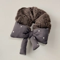 Brown knitted polka dot bow scrunchie with elastic hair tie for women stylish accessory - Padded Bow Scrunchie / Brown