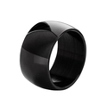 Polierter schwarzer 12mm Titanstahlring für Herren mit glänzender Oberfläche und Wölbung - US 5 / Schwarz