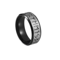 Gepolijste zwarte viking ring met zilveren noordse runen voor dames en heren - US 6 / Zwart