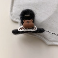 Pince à cheveux ours en peluche noire avec broderie Nice Day pour look hivernal - Petit / Noir