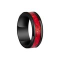 Vista dettagliata dell'anello in titanio nero con intarsio in opale rosso - US 6 / 8MM Nero