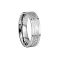 Titanium steel couple ring with ECG heartbeat pattern and brushed silver finish - US 6 / 6MM Men's Style