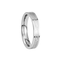 Detail showing the laser-engraved heartbeat ECG pattern on a polished stainless steel ring - US 6 / 4MM Women's Style