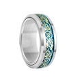 Rotatable dragon pattern titanium steel ring with blue carbon fiber and Celtic knot inlay - US 6 / Blue Carbon Fiber Gold Dragon