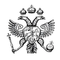 Detailed engraving of a Russian double-headed eagle emblem on polished titanium steel ring - Pattern 1